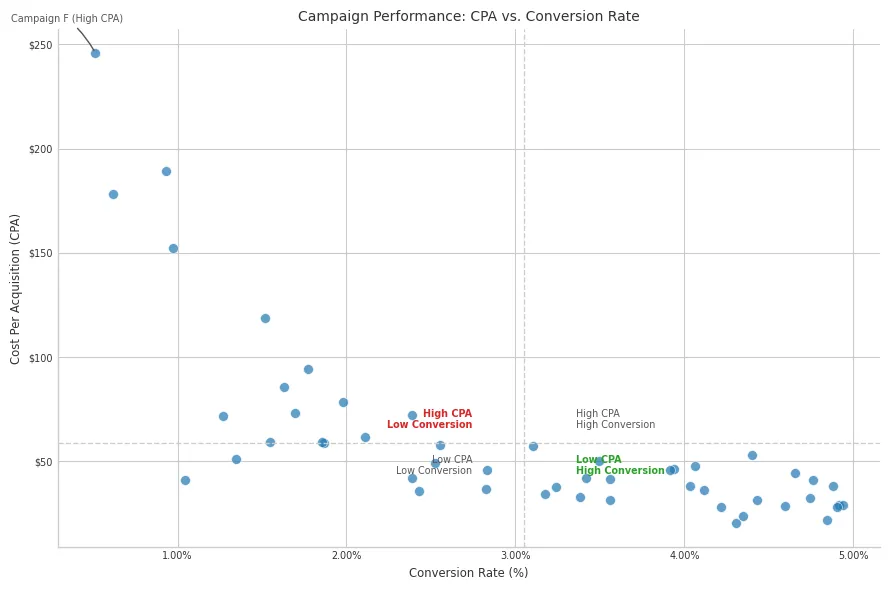 Visualizing Scatter Plots in Quadrants